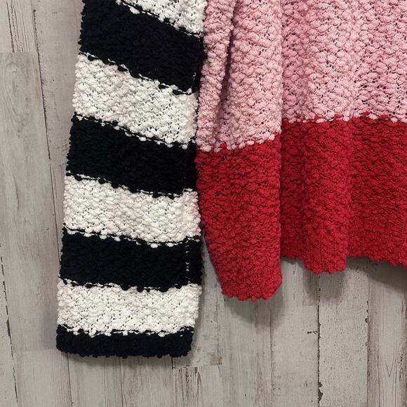 Adora Colorblock Sweater L Popcorn‎ Knit Bell Sleeve Pullover Trendy Cozy Top - Picture 4 of 10